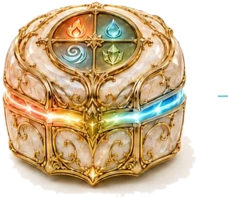 The Elements Loot Box — a casket bearing the symbols of the four elements