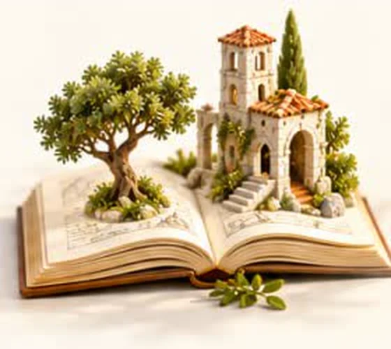 Раскрытая книга, из которой вырастает игровой мир